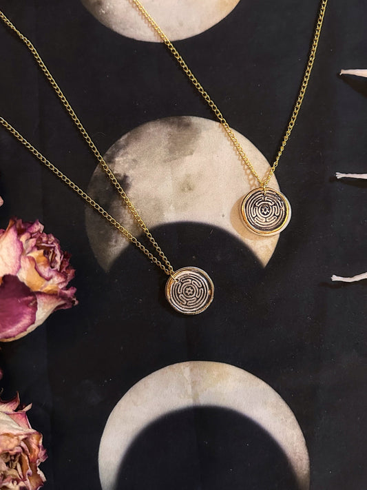 Strophalos of Hecate Wheel Porcelain Talisman - Necklace