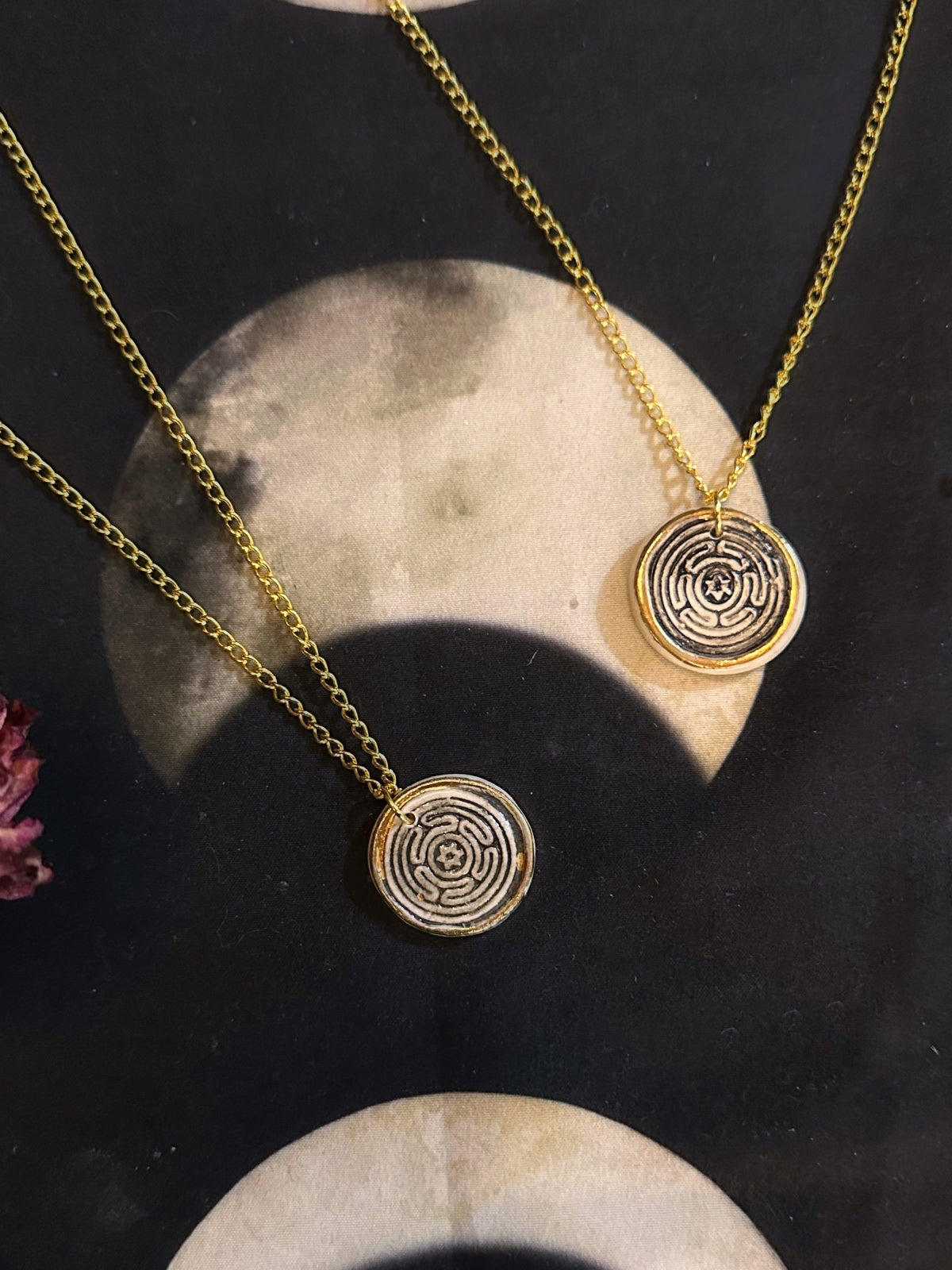 Strophalos of Hecate Wheel Porcelain Talisman - Necklace