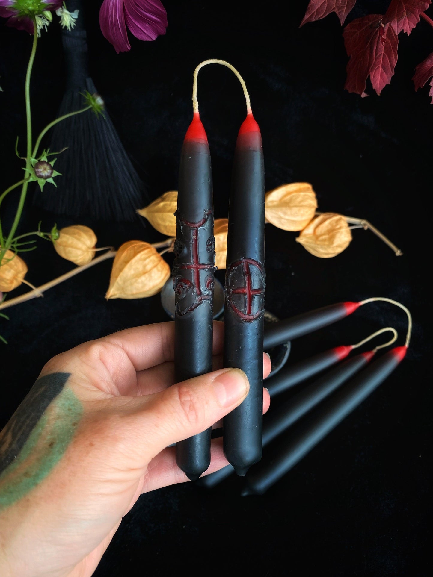 Specialty Witches Wands - Hand Dipped, Taper Beeswax Spell (6" Chime) Candles