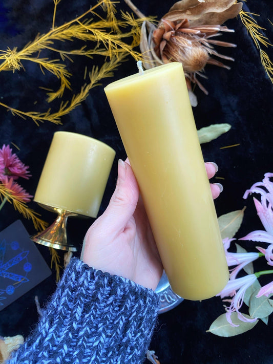 Natural Honey Beeswax Pillar Ritual Candles